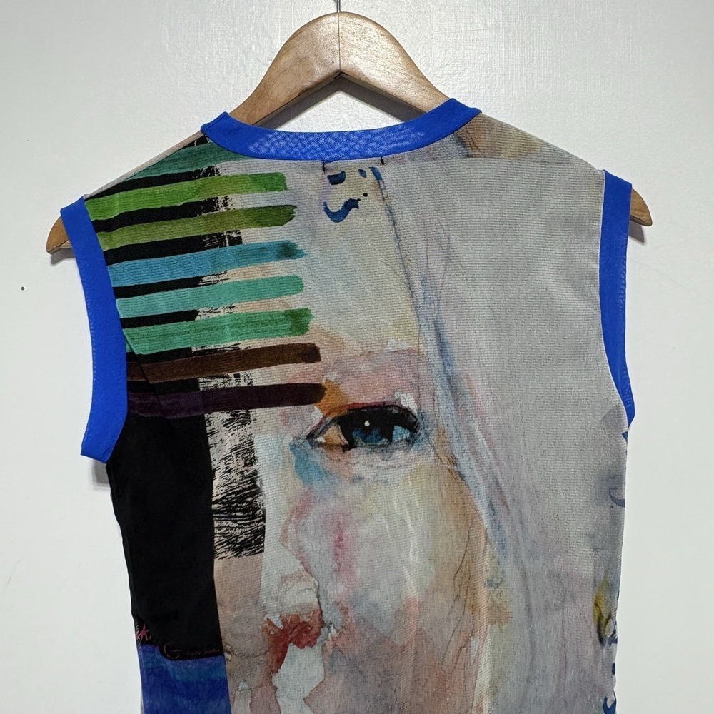 Petit Pois Viviana G Top Womens XL Sleeveless Colorful Mesh Abstract Avant Garde - Picture 5 of 10